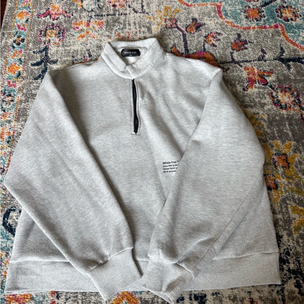 White Fox Boutique Gray Sweatshirt Cozy Essential